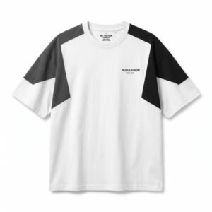 Nu Fashion Men's Oversized Minimalist Color Block T-Shirt - White & Black