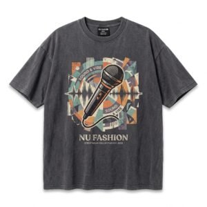 Nu Fashion Men's Vintage Wash 'Sound & Vibe' Retro Microphone Graphic T-Shirt